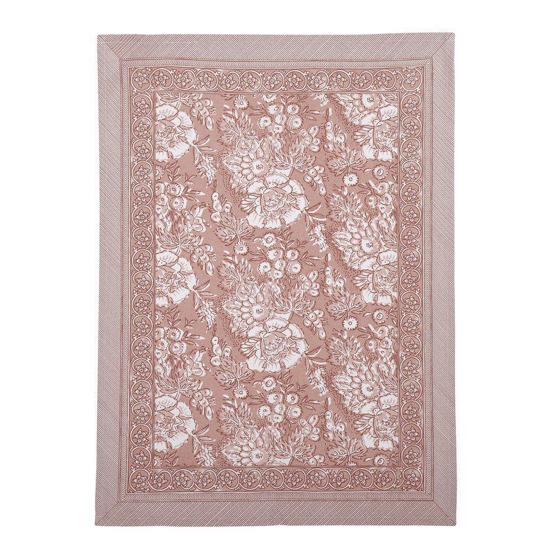 Sonia kökshandduk rosa 50x70 cm i bomull med blommönster
