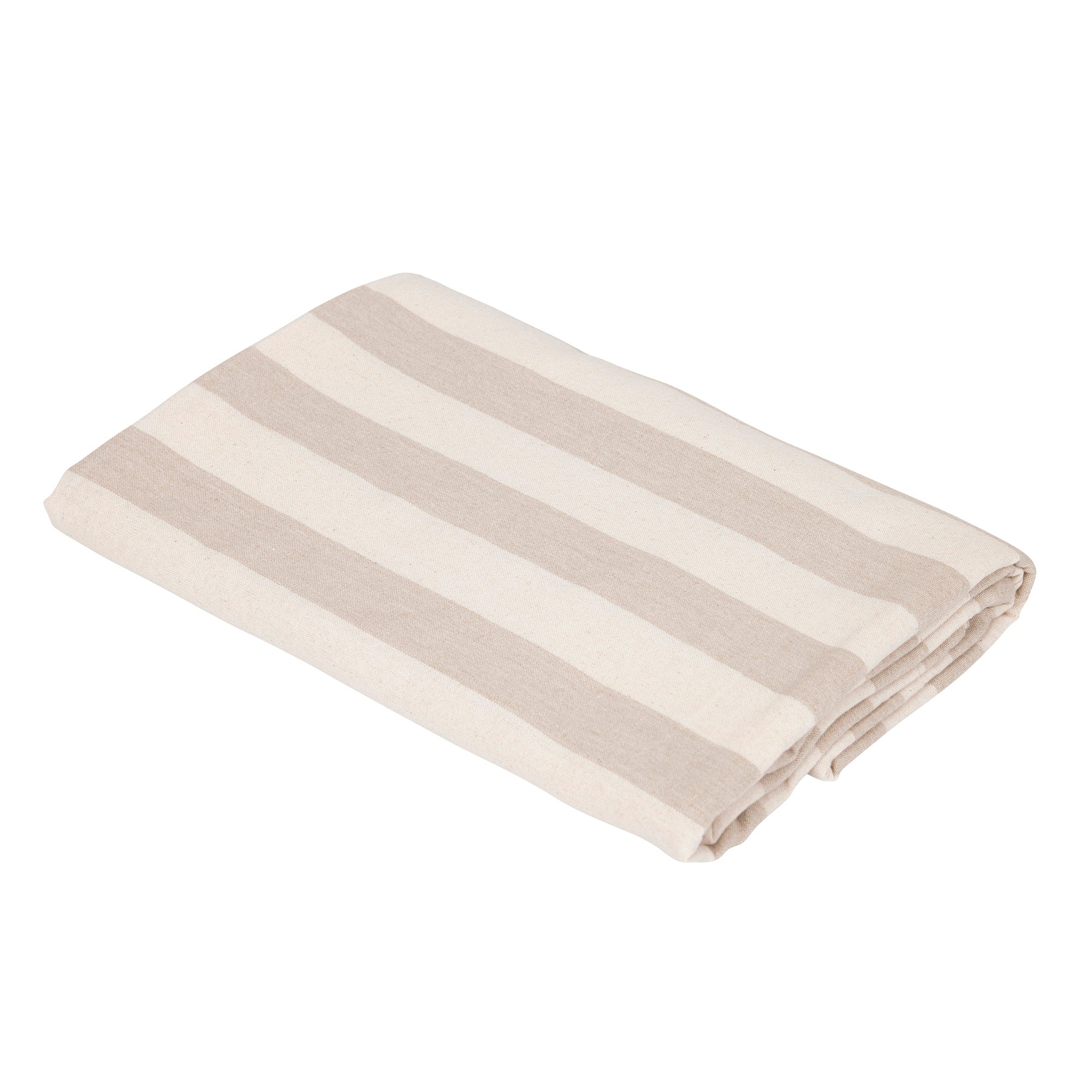 Amalia randig bordsduk 140x300 cm i beige och vit blockrand