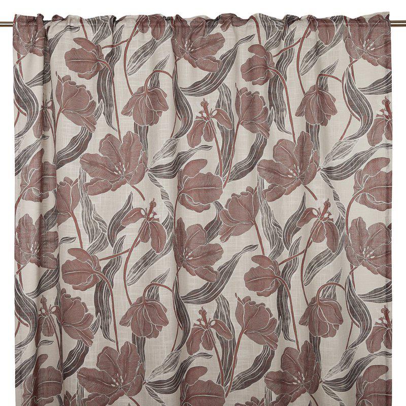 Angela mönstrade multibandslängder vinröd 135x250 cm med bladmönster