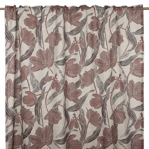 Angela mönstrade multibandslängder vinröd 135x250 cm med bladmönster
